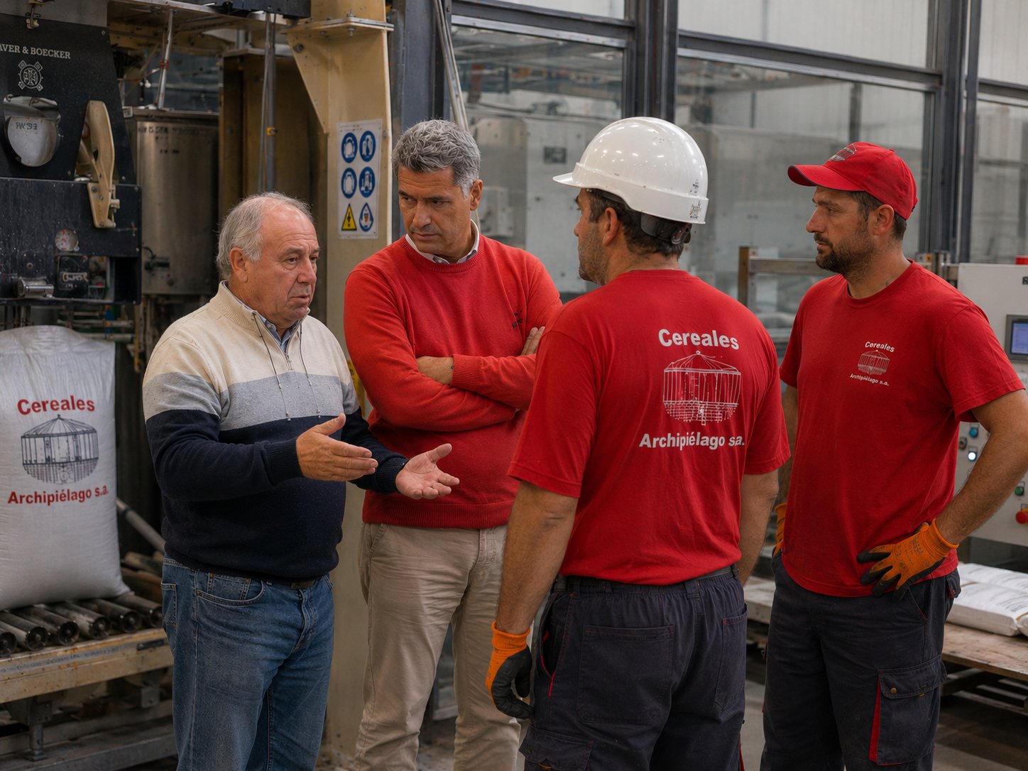Equipo de Cereales Archipiélago en la fábrica